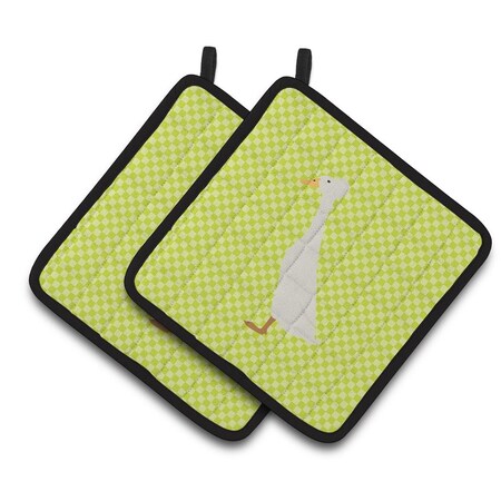 Carolines Treasures Bali Duck Green Pair of Pot Holders BB7685PTHD